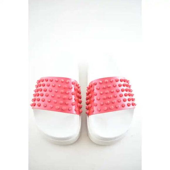 Christian Louboutin Pool Fun Donna Flat Pink White Platform Slide Sandal 40.5 - Picture 7 of 12